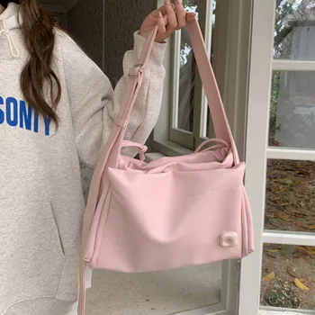 Розова дамска чанта с голям капацитет за почивка, чанта-тоут, нова висококачествена чанта през рамо с едно рамо