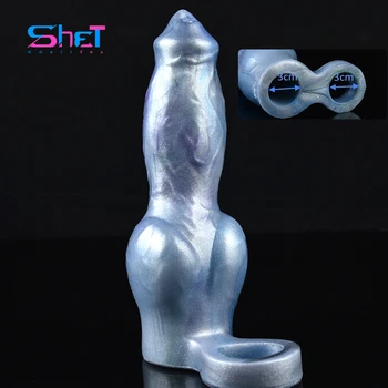 Ръкав за пениса SHET Galaxy Куче, голям възел, Носен обвивка за член на, Меко силиконово на пениса, секс играчки за двойки, БДСМ игра.