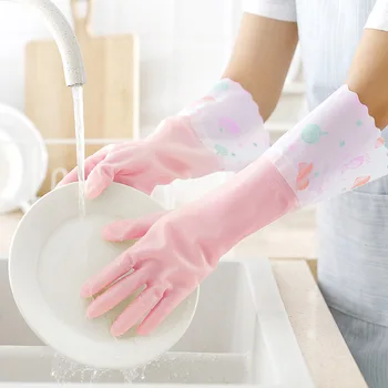Ръкавици за почистване, дълги гумени ръкавици, кухненски инструмент, водоустойчив съдове, миене на съдове за домашна употреба, почистване на Повторяемая