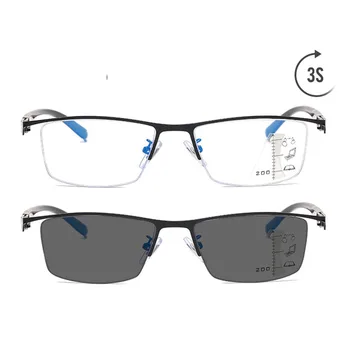 Свръхлеки прогресивно мультифокальные фотохромичните очила За четене, мъжки слънчеви очила за Далекогледство със защита от сините лъчи, полукадровые ридеры