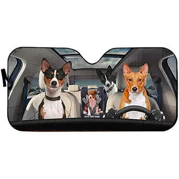 Семейно шофиране Basenjis Любители на кучета сенника на предното стъкло на автомобила