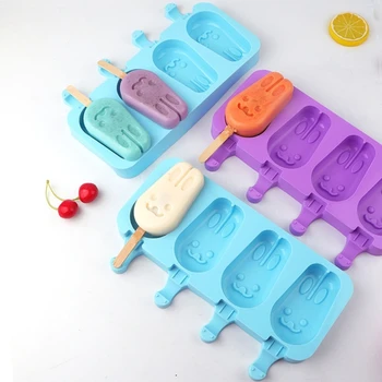 Силиконови форми за popsicle с 4 кухини за Еднократна употреба, формуляр за сладолед 