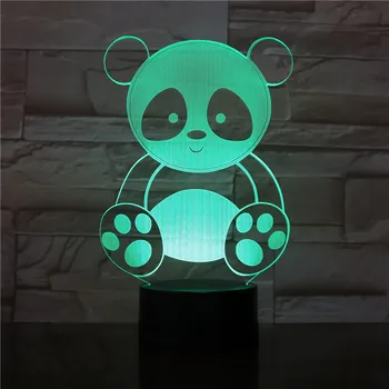 Симпатична Панда 3D лека нощ творчески електрически 3D нощна светлина в 7 цвята, което променя цвета си, USB пълноценната настолна лампа за подарък за рожден ден на дете 3201