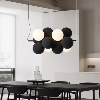 Скандинавска кръгла топка Молекулярна полилей, украса за дома ресторант, висящи лампи, креативен дизайнерски PVC velvet топка, висящи лампи