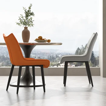 Скандинавските кожени столове за хранене, модерен мобилен акцент, офис балкон, ергономичен стол, Порцеланови Шезлонги, Кухненски мебели