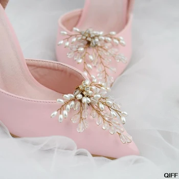 Скоба за обувки, Сватбени Обувки с Катарама, Дамски Висулки на Висок Ток на Булката, Модни Луксозни Бижута От Култивирани Перли
