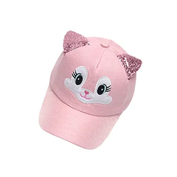 Сладко детска шапка, пролетно-лятна бейзболна шапка за малки момичета, чудесна детска шапка с заячьими уши и перли, слънчеви шапки за момичета, детски шапки