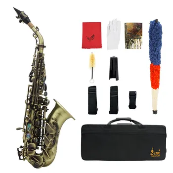 Слейд ретро сопран-саксофон Професионален дървен духов инструмент, Материал месинг Bb Си бемол Саксофон с аксесоари за музикални инструменти