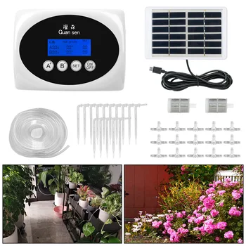 Слънчевата капельная система, таймер, двойна помпа, Устройство за капково напояване на градината, Контролер за Автоматично поливане на растенията Smart