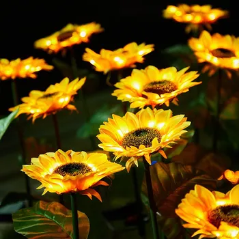Слънчевата светлина във формата на слънчогледи, уличен светлина върху тревата в градината, водоустойчив Слънчева светлина за по пътеки във формата на цвете за декорация на двор, сватби, празника