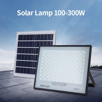 Слънчеви led светлини капацитет от 100-300 Вата, външен прожектор, дистанционно управление, автоматично включване, изключване, Водонепроницаемое външно осветление на гаража, градината