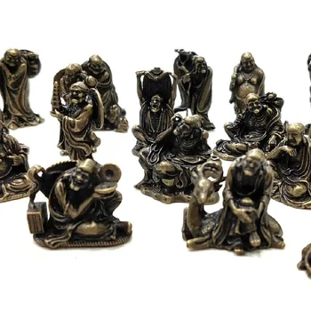 Стари класически бронзови статуи на различни форми, 18 архатов, статуи на Буда Луохан