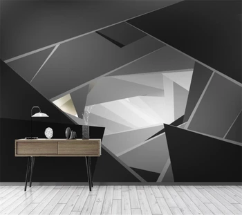 стенни рисувани wellyu по поръчка модерна минималистична черно-бяла решетеста геометричен фон за хола тапети за спалнята