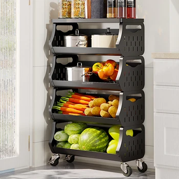 Съвременните метални кухненски колички Проста количка на колела Мебели за домашна кухня, Хол Количка за закуски Рафтове за съхранение на плодове и зеленчуци