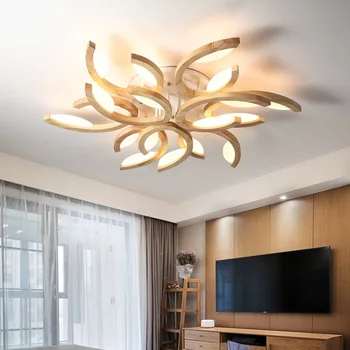Тавана лампа Nordic Wood LED Творческа личност Спалня / Кабинет е Просто Модерно Солидна осветление на Висящи осветителни тела за хол