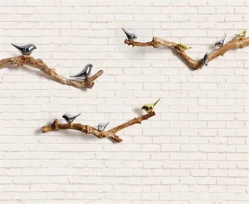 тапети beibehang на поръчка прости 3D твърди клони метална птица тухла модерен фон тапети начало декор на 3d тапети стенопис