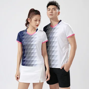 Тениска-поло за бадминтон, мъжки/дамски тениска за тенис на маса, бързо съхнещи дишащи спортни ризи за бягане с къс ръкав за мъже и жени