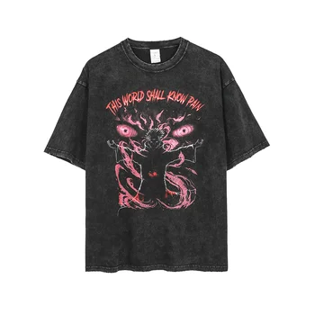 Тениска с аниме Pain, мъжки блузи, тениски в стил харадзюку, реколта стираемые тениски с изображение на манга, хип-хоп, градинска дрехи от 100% памук, ретро-риза, мъжки