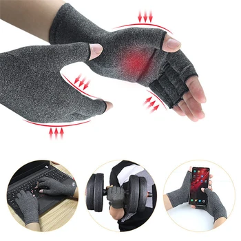 Терапевтични компресия Унисекс ръкавици, распределяющие нескользящие ръкавици за фитнес с полупальцами, които правят болката при артрит в ставите