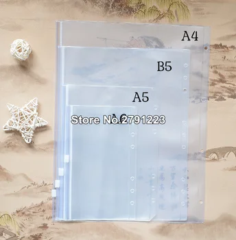 Торбички от PVC формат A4/B5/A5/A6 и Със Стандартни дупки, Прозрачен джоб за притурки, пълен с маркови цип, папка за документи, 20 бр.