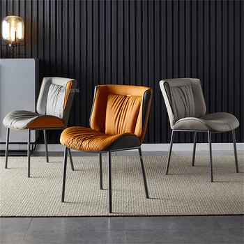 Трапезни столове от скандинавски на кожата за трапезария, мебели за дома, луксозен ресторант стол с обикновен мек стол, бюро и стол