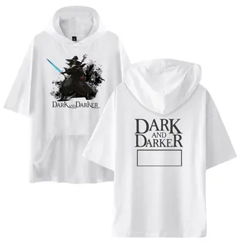 Тъмна и по-тъмна 2D мъжки/женска тениска с качулка, обикновена тениска, летни тениски с къс ръкав и качулка