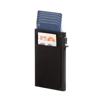 Тънки алуминиеви минималистичные портмонета за мъже и жени, Анти-Rfid, притежател на кредитна карта, Органайзер, портмонета, Автоматичен поп-портфейл, чанта за банкови карти