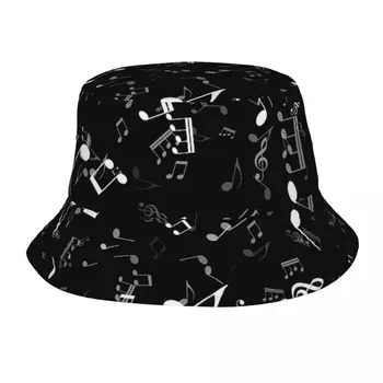 Улични черно-бели музикални ноти, шапки-кофи с модел Унисекс, Лека Спортна песен на открито, риболов, рибар шапка, шапка Боб