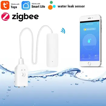 Умен дом Интелектуална аларма, изтичане на вода Smart Life Verflow и пълен сензор за вода Sasha App Push Water Flood Детектор на Zigbee