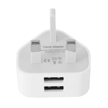 Универсален Usb Uk Plug 3-пинов адаптер за стена зарядно устройство с USB портове, зарядно устройство за пътуване, такси за телефон Ipad (2 порта)