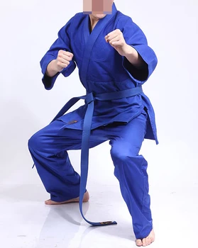 УНИСЕКС от висококачествен утолщенного памук judogi, костюми за джудо международен стандарт, тренировочная форма, бойни дрехи в синьо