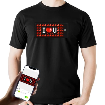 Унисекс, програмируеми led магическа тениска, потребителско прокручивающееся съобщение, блестящ GIF, led тениска с подсветка
