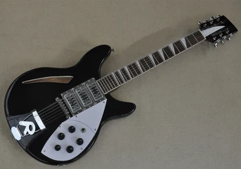 Фабричная 12-струнен черна електрическа китара с 3 звукоснимателями, бяла подплата, предложението за поръчка