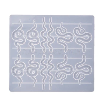 Форма за направата на обици-змии от смола под формата на змия 6 двойки, на форма за обеци-змии, силиконови форми за леене от епоксидна смола, Производство на бижута