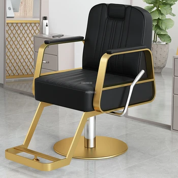 Фризьорски стол в европейски стил, прости кожени фризьорски стол, модерно обзавеждане за салон за красота, Стол-лифт, въртящо се кресло