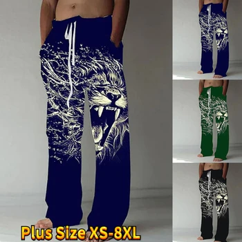 Цветни Мультяшные Красиви Панталони с Принтом в Уличном Стил, Разтеглив Свободни Мъжки Панталони XS-8XL