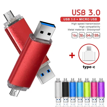 Цвят флаш-диск USB3.0 128 GB USB 3.0 Флаш памет 128 GB Cle USB устройство за Type C Android/PC 64 GB Карта от 32 GB Memoria USB