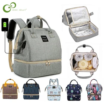 Чанта за памперси, мама, чанти за бременни, Малък Пътен сив Раница за Смяна на пелени, дамски изолирано чанта за обяд, органайзер за детска количка ZXH
