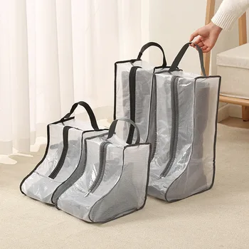 Чанта за съхранение на обувки Прозрачна PVC Сандвич-чанта за обувки, Ботуши устойчиви на вода Пылезащитная чанта с цип Чанта за съхранение на обувки