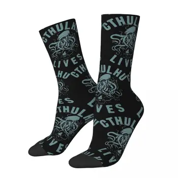 Честит Забавни мъжки чорапи Lives Vintage Harajuku Cthulhu Mythos Хип-хоп Новост Crew Crazy Чорап Подарък модел с принтом