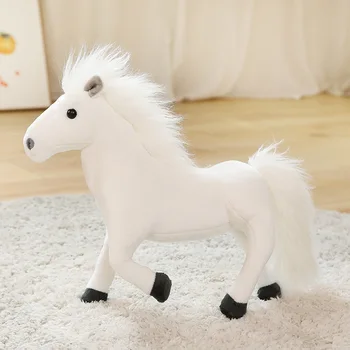 чудесна играчка плюшен под формата на бял кон, мека кукла-кон, детски подарък за рожден ден, около 32 см