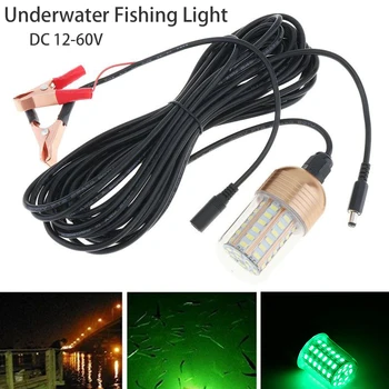 30 W, 12 В Супер Ярък Риболовен Лампа 60 LED Подводно IP68 Водоустойчив Лампа За Търсене Примамки Привлича Скариди, Калмари Крил Зелен Бял Цвят