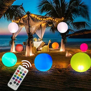 40 см led светлинен плажна топка с дистанционно управление, 13 цвята, Водоустойчив надуваем плаващ басейн, лампата на двора, на тревата, вечерни светлини, интериор