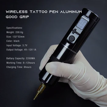 Безжична татуировочная дръжка за носене, акумулаторна татуировочная дръжка, машина за татуировки с двигател без ядро, Обзавеждане за татуировки с USB-зарядно устройство
