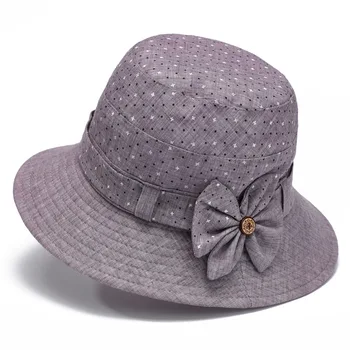 Дамски широка периферия шапка на средна възраст, пролетно-есенни шапки с сенника, панама, за баба, дамски слънчеви шапки с петна в полка точки