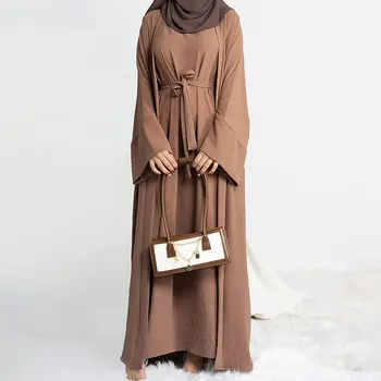 Кимоно-Абайя от две части, Подходящ Мюсюлмански комплект, Абайи на Рамадан с вътрешен рокля за Жените, Дубай, Турция, Африка Ислямска Дрехи, Джилбаб
