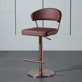 Модерни минималистичные бар столове от ковано желязо за бар, мебели Подвижен бар стол Скандинавски дизайн столче за сядане с облегалка и столче за хранене
